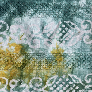 Green Batik Print Sequence Embroidery Cotton Fabric 110066