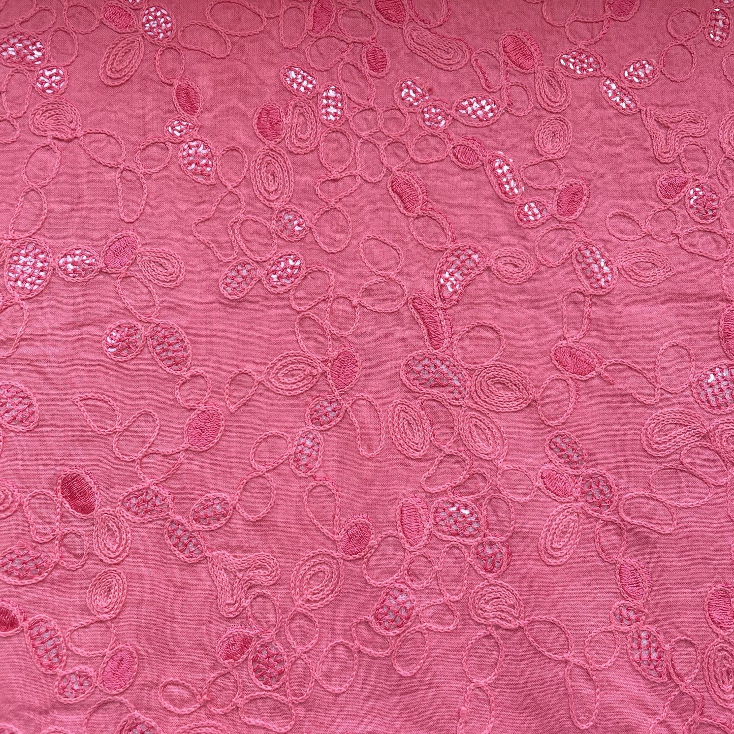 Pink Floral Sequence Embroidery Cotton Fabric 11039