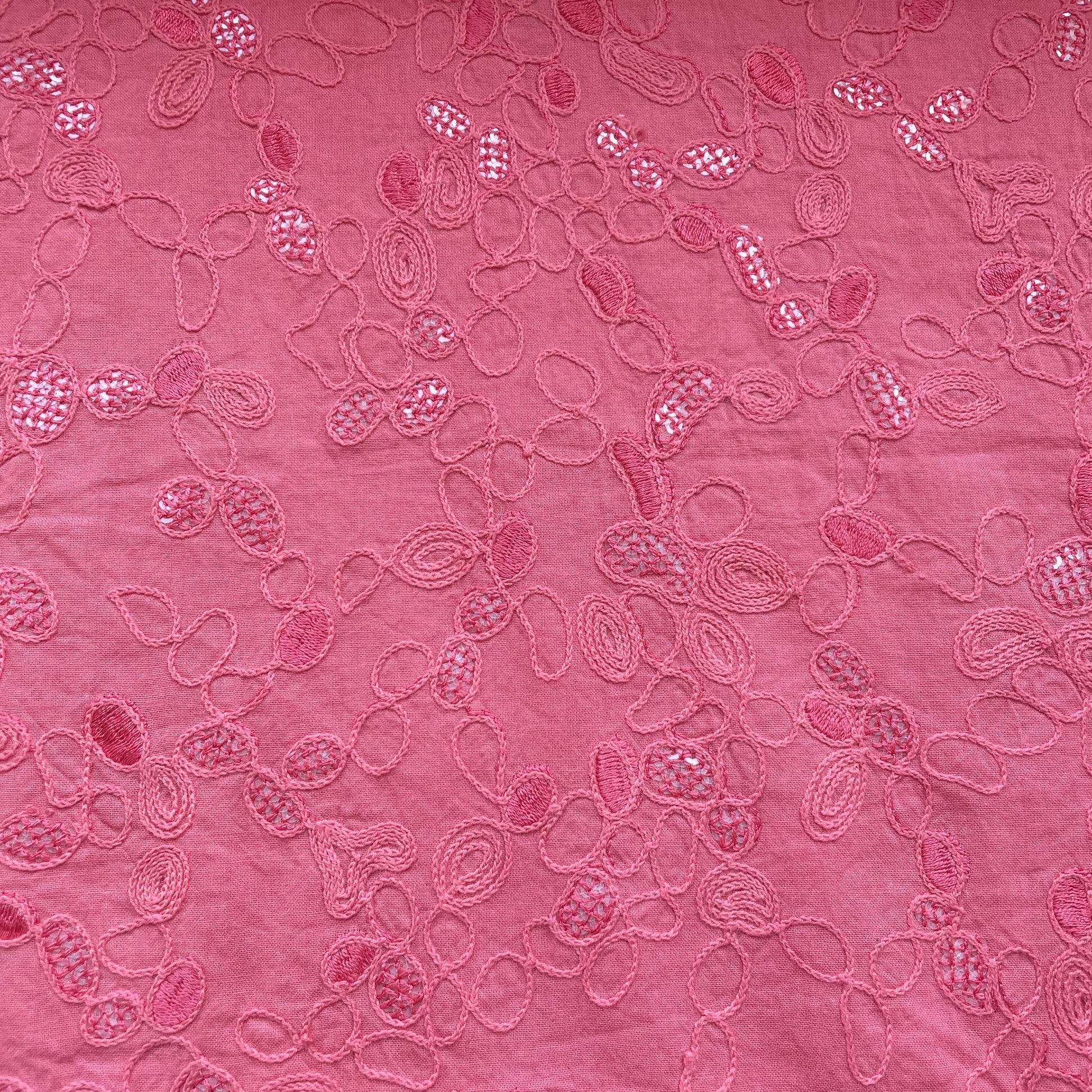 Pink Floral Sequence Embroidery Cotton Fabric 11039