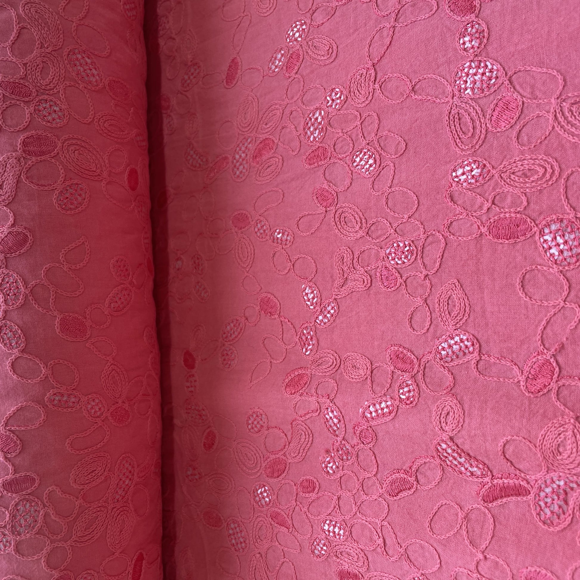 Pink Floral Sequence Embroidery Cotton Fabric 11039