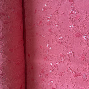 Pink Floral Sequence Embroidery Cotton Fabric 11039