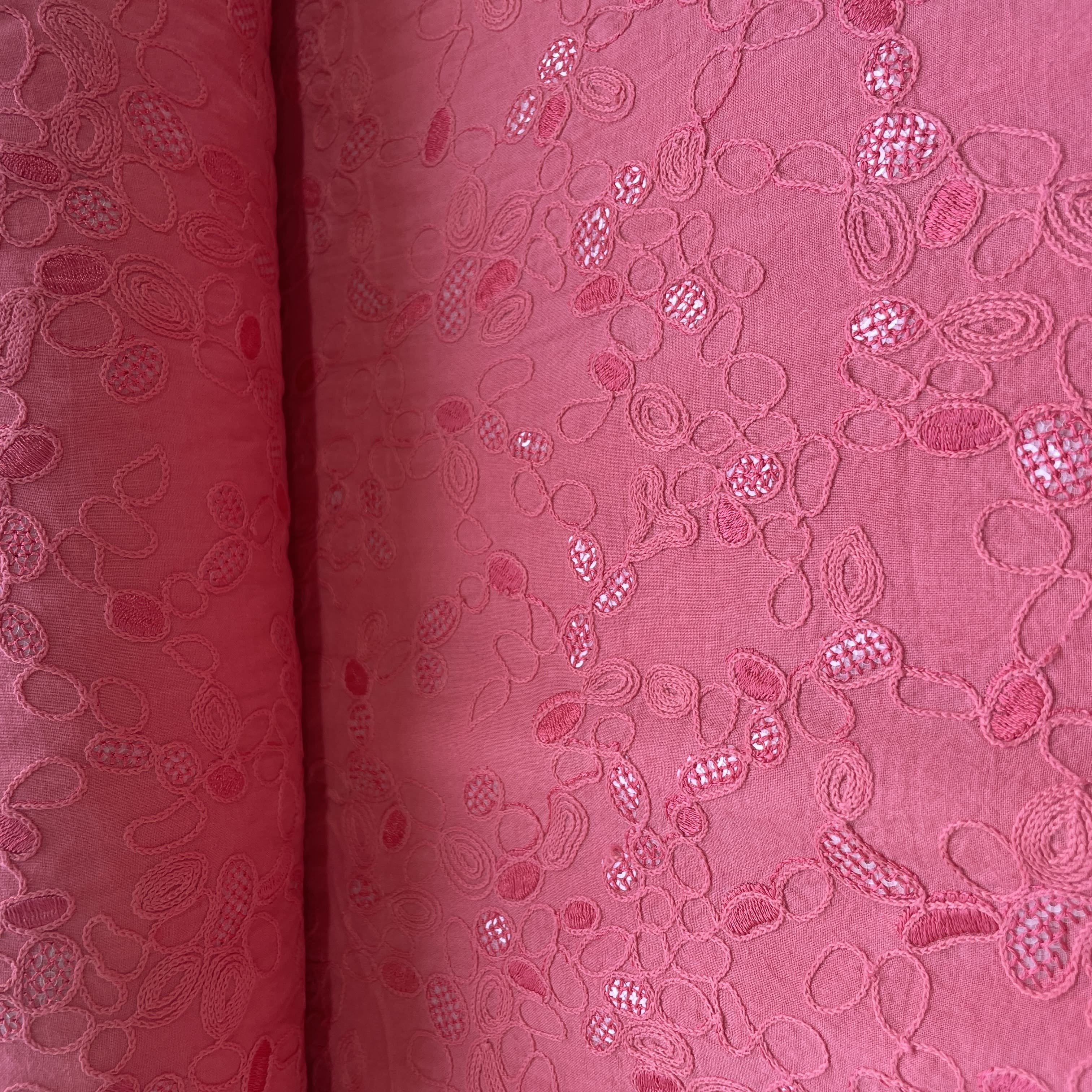 Pink Floral Sequence Embroidery Cotton Fabric 11039