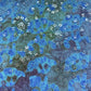 Blue Floral Batik Thread Sequins Embroidery Cotton Fabric 15538