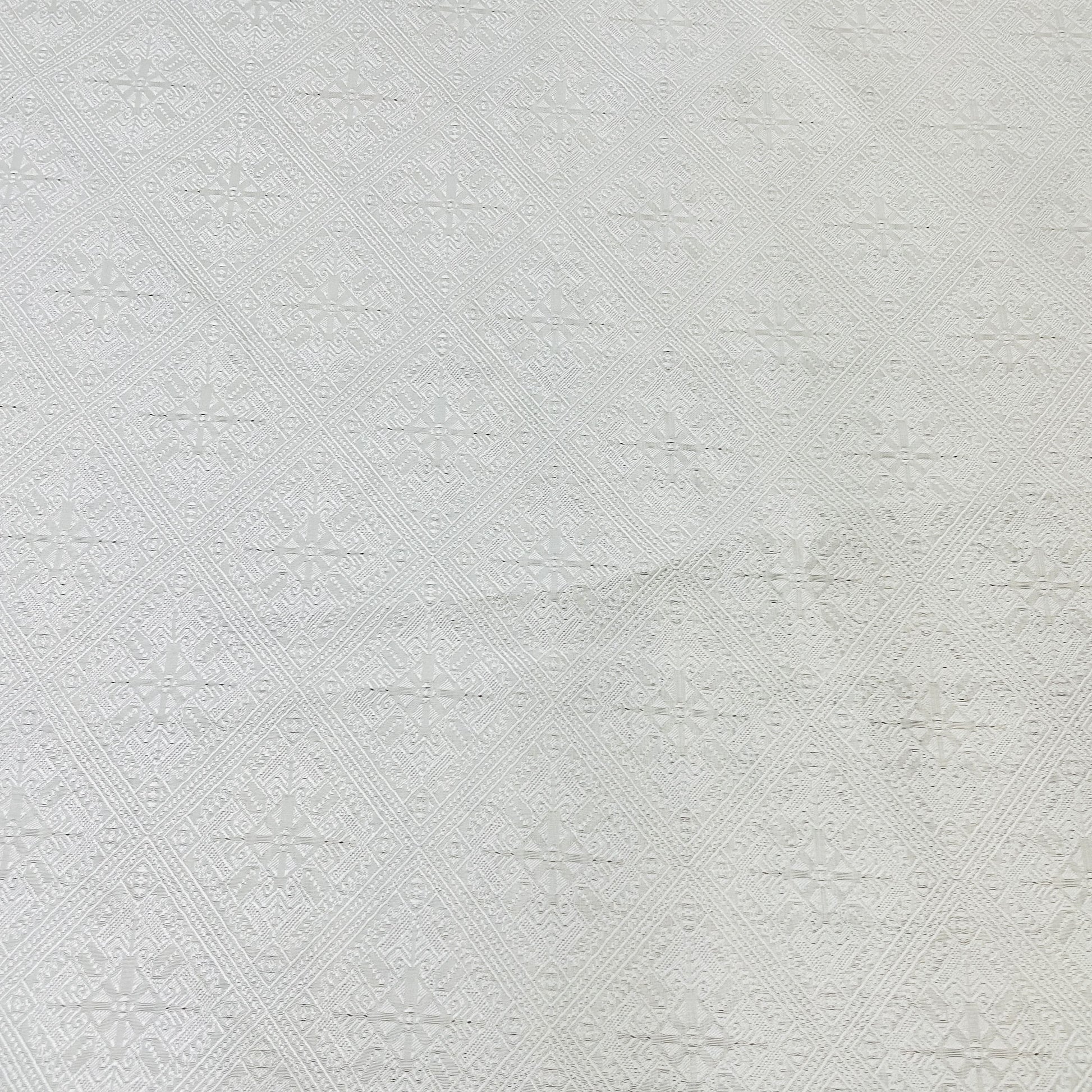Exclusive Cream Geometrical Embroidery Satin Jaquard Fabric