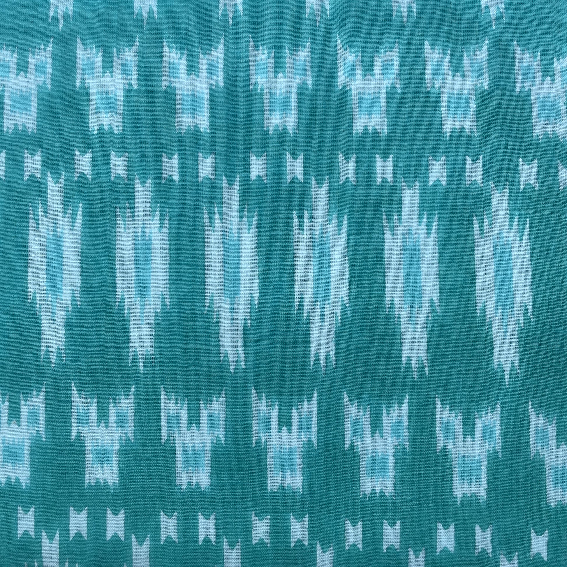 Sea Green Ikkat Print Cotton Fabric 16232