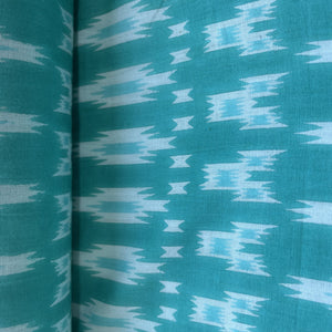 Sea Green Ikkat Print Cotton Fabric 16232