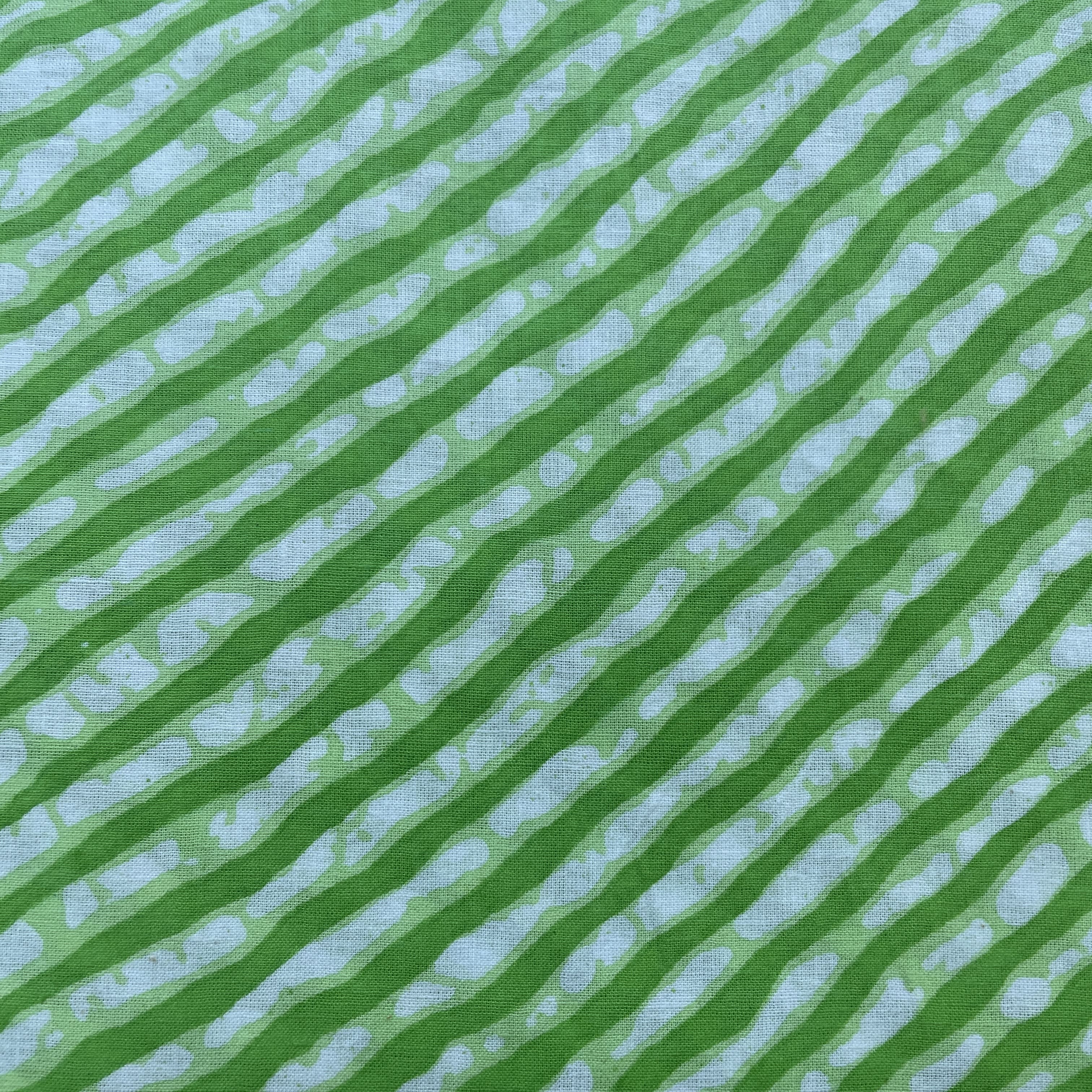 White & Green Lehriya Print Cotton Fabric 11804