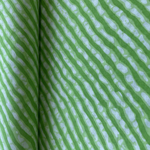 White & Green Lehriya Print Cotton Fabric 11804