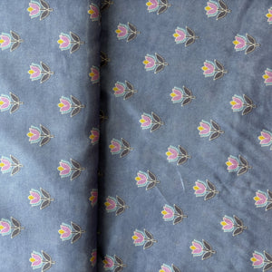 Purple Floral Print Bemberg Gaji Silk Fabric 15584