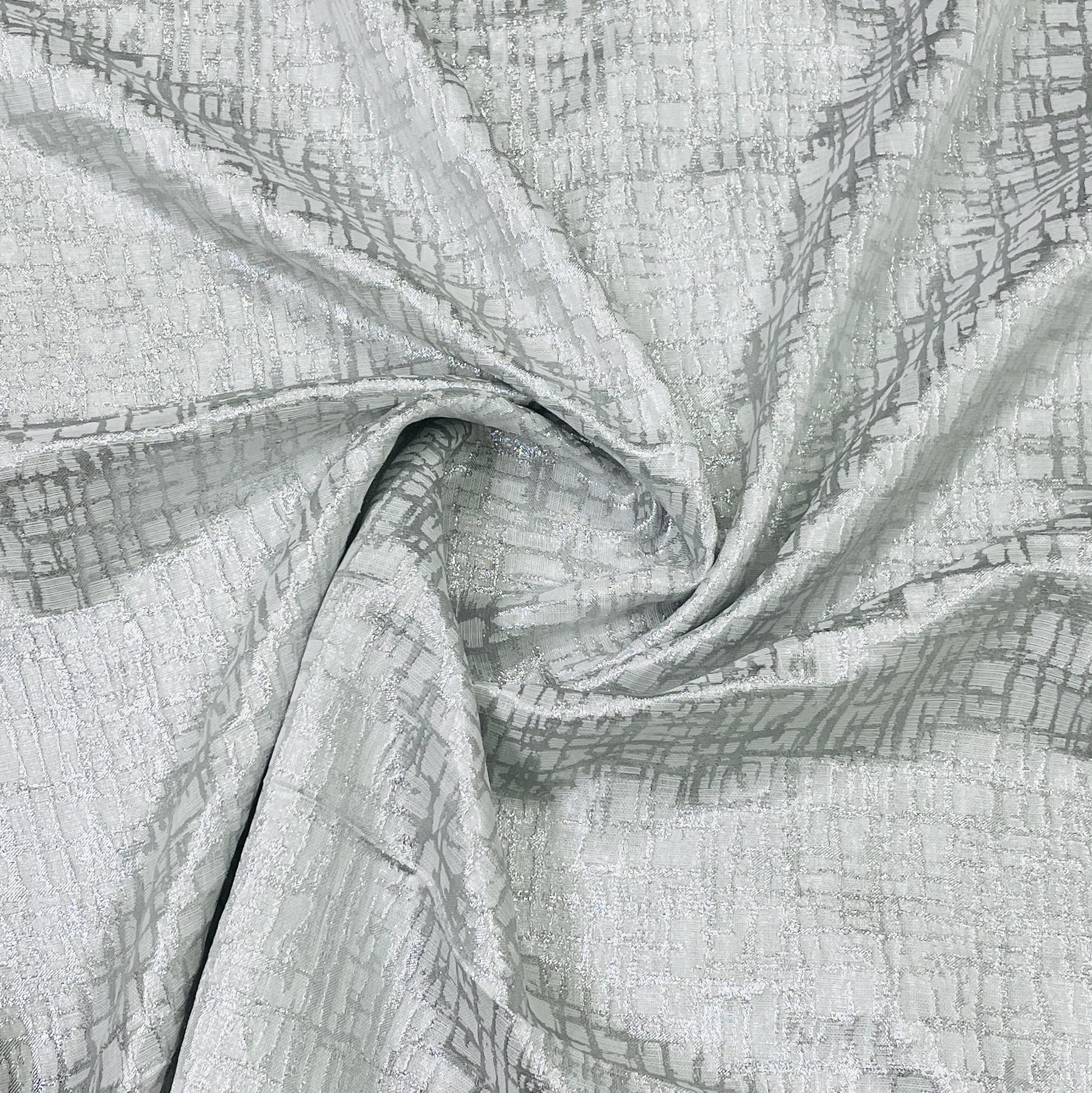 Silver Foil Satin With Lurex Fabric 13088