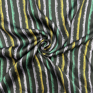 Navy Blue Multicolor Stripes Modal Satin Fabric 20841