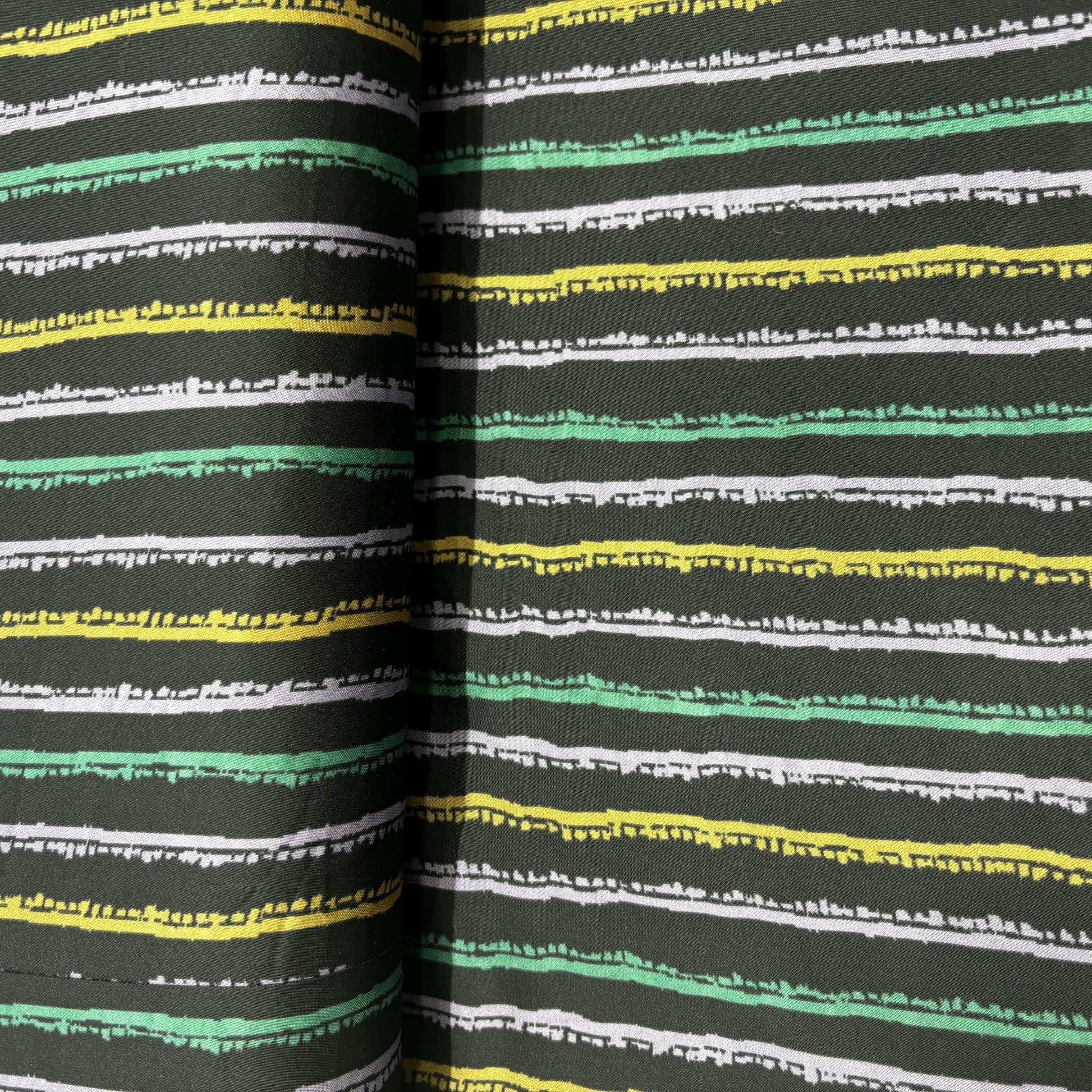 Navy Blue Multicolor Stripes Modal Satin Fabric 20841