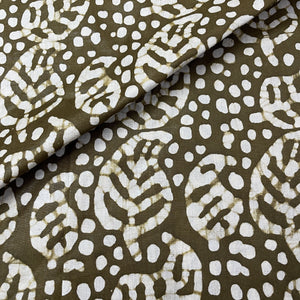 Olive Green Batik Pure Cotton Fabric