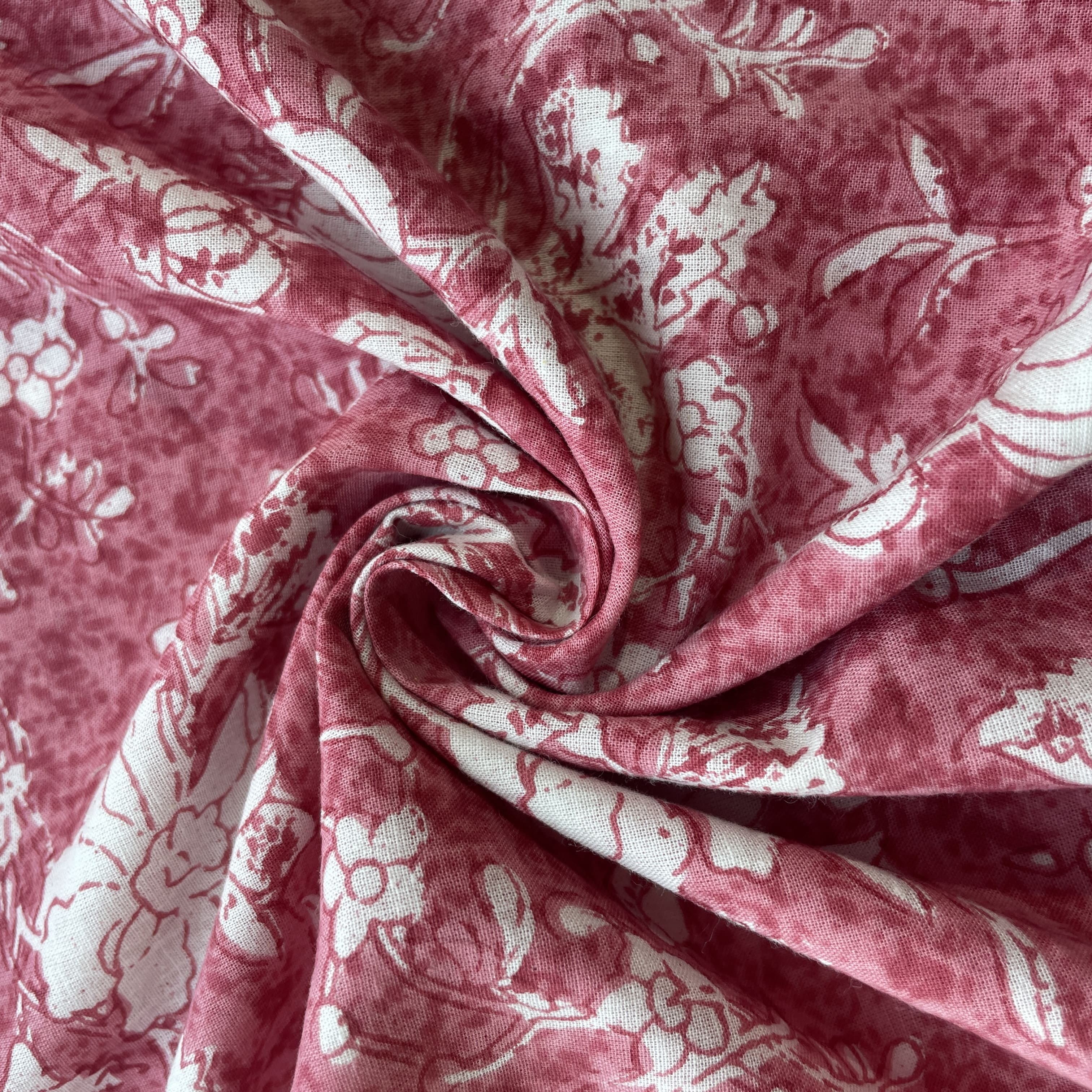 Pink Floral Print Cotton Fabric 16218