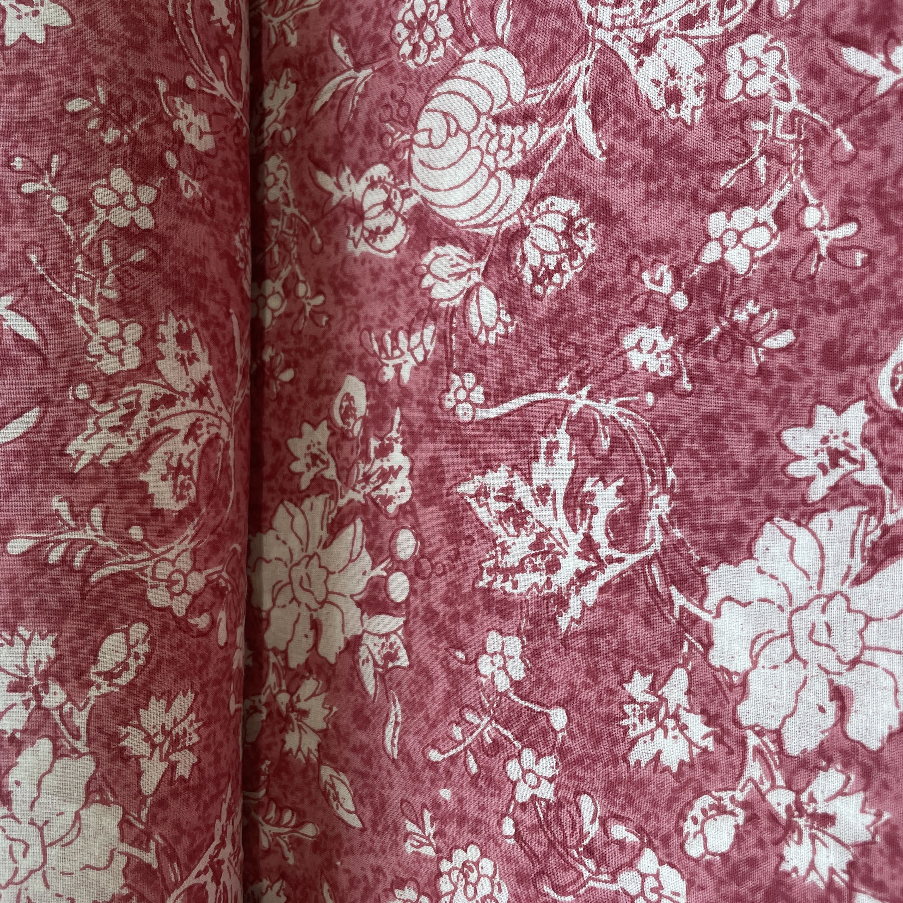 Pink Floral Print Cotton Fabric 16218