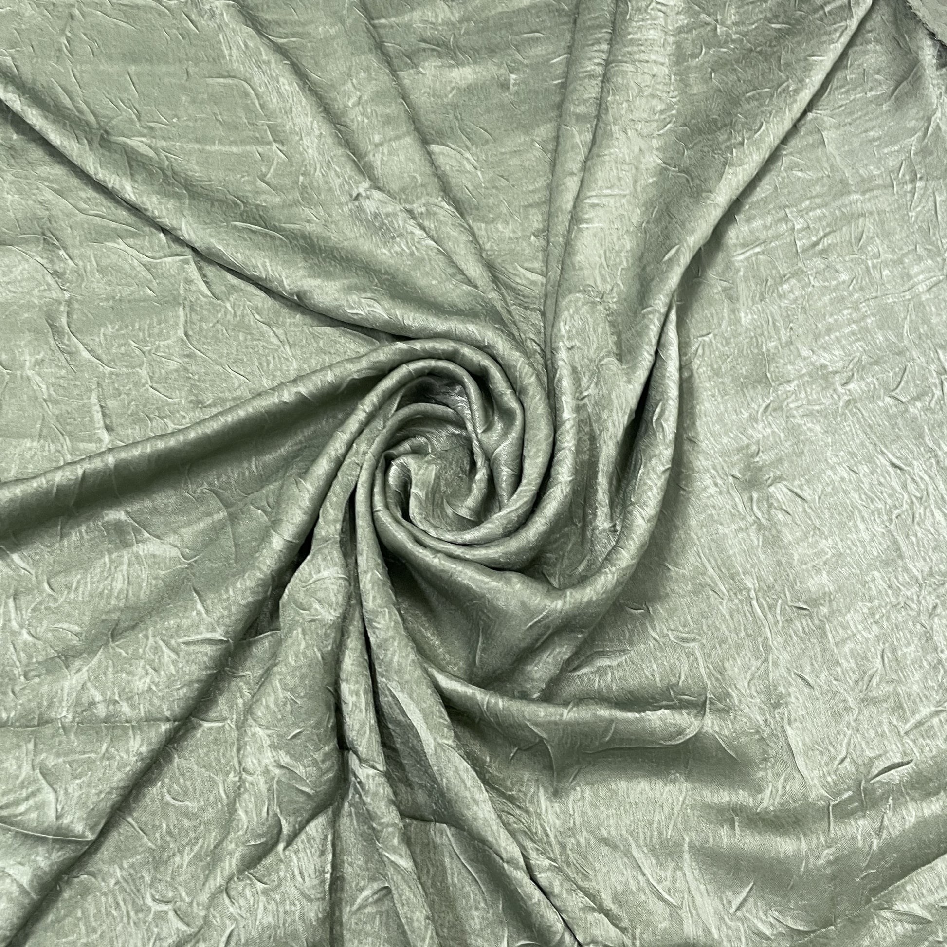 Green Solid Crushed Chanderi Velvet Fabric CF-13280