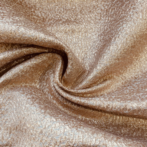 Light Pink Solid With Golden Brocade With Lurex Fabric 12365