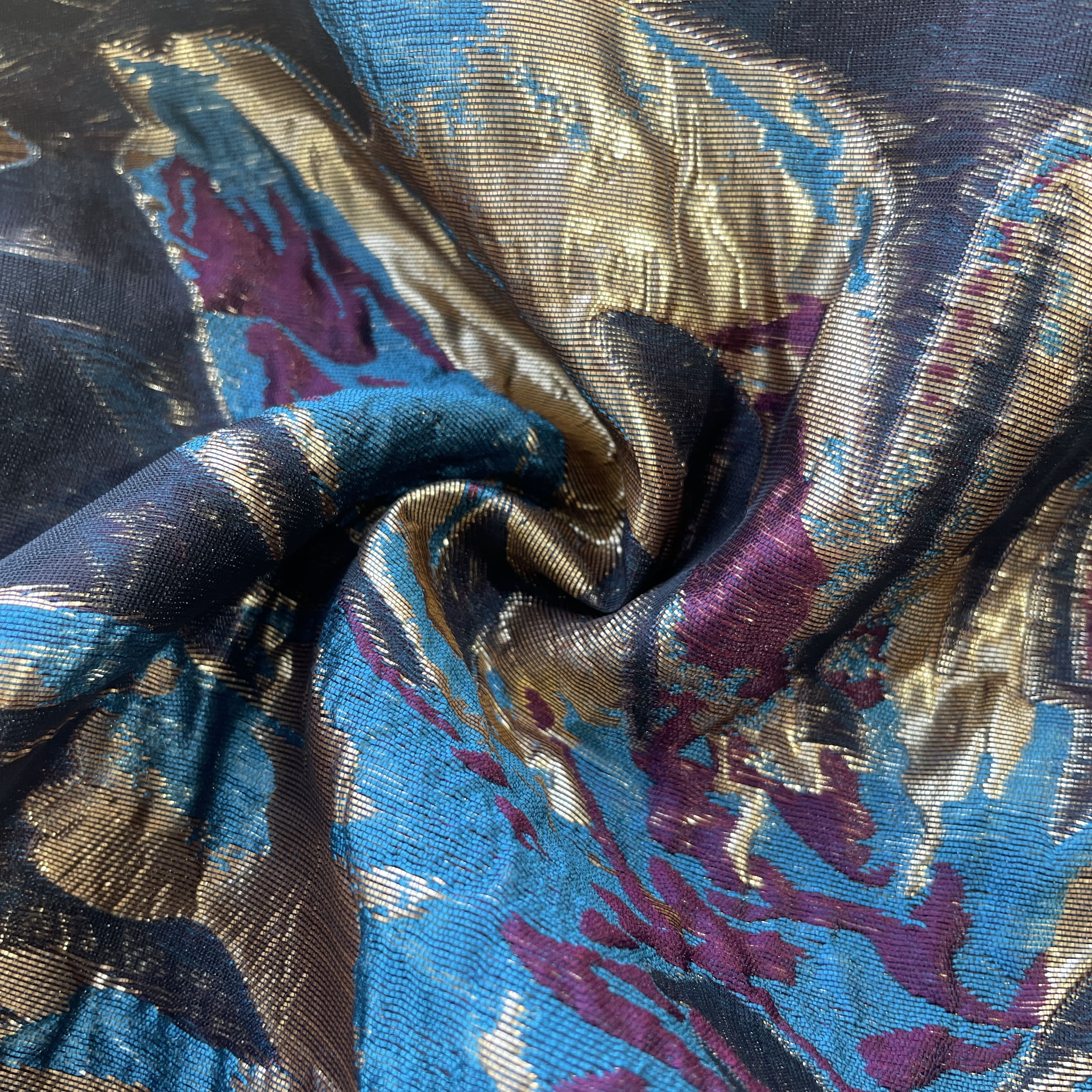 Black Floral Print Organza Tissue Fabric 19770