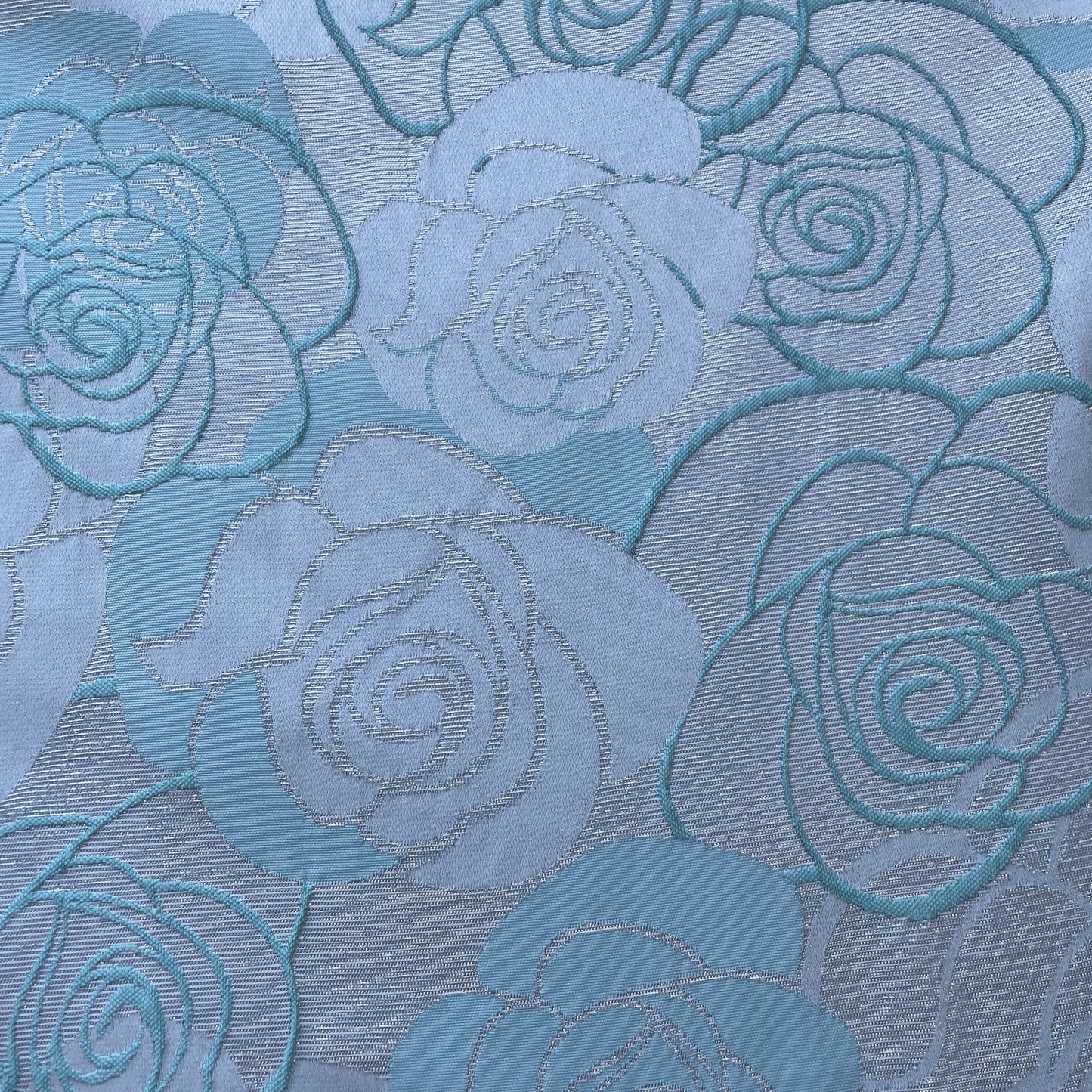 Silver & Green Floral Brocade Jacquard Fabric 9462