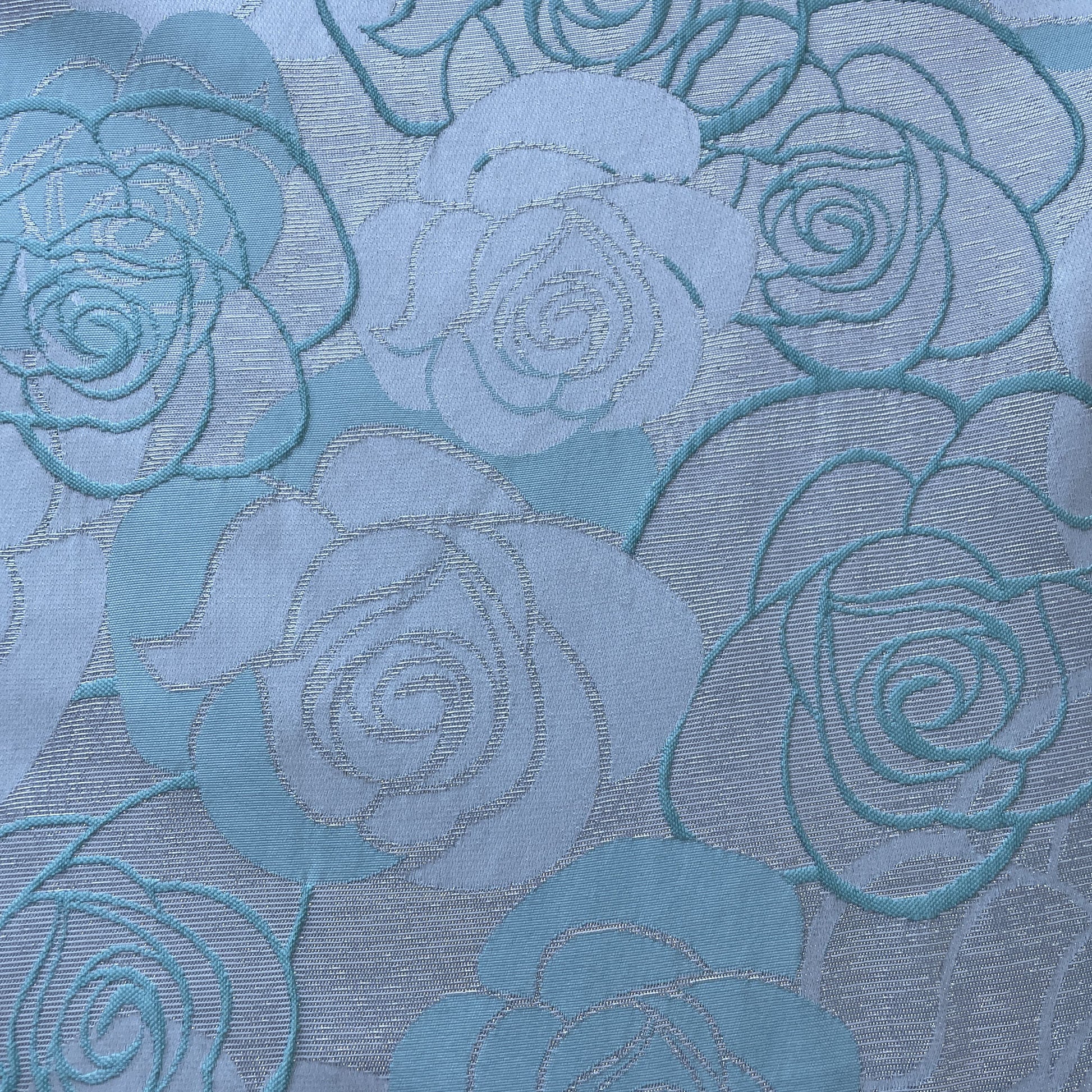 Silver & Green Floral Brocade Jacquard Fabric 9462