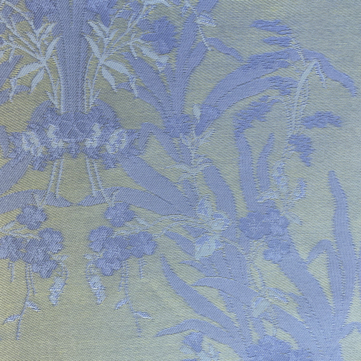Light Green & Blue Floral Brocade Jacquard Fabric 9487