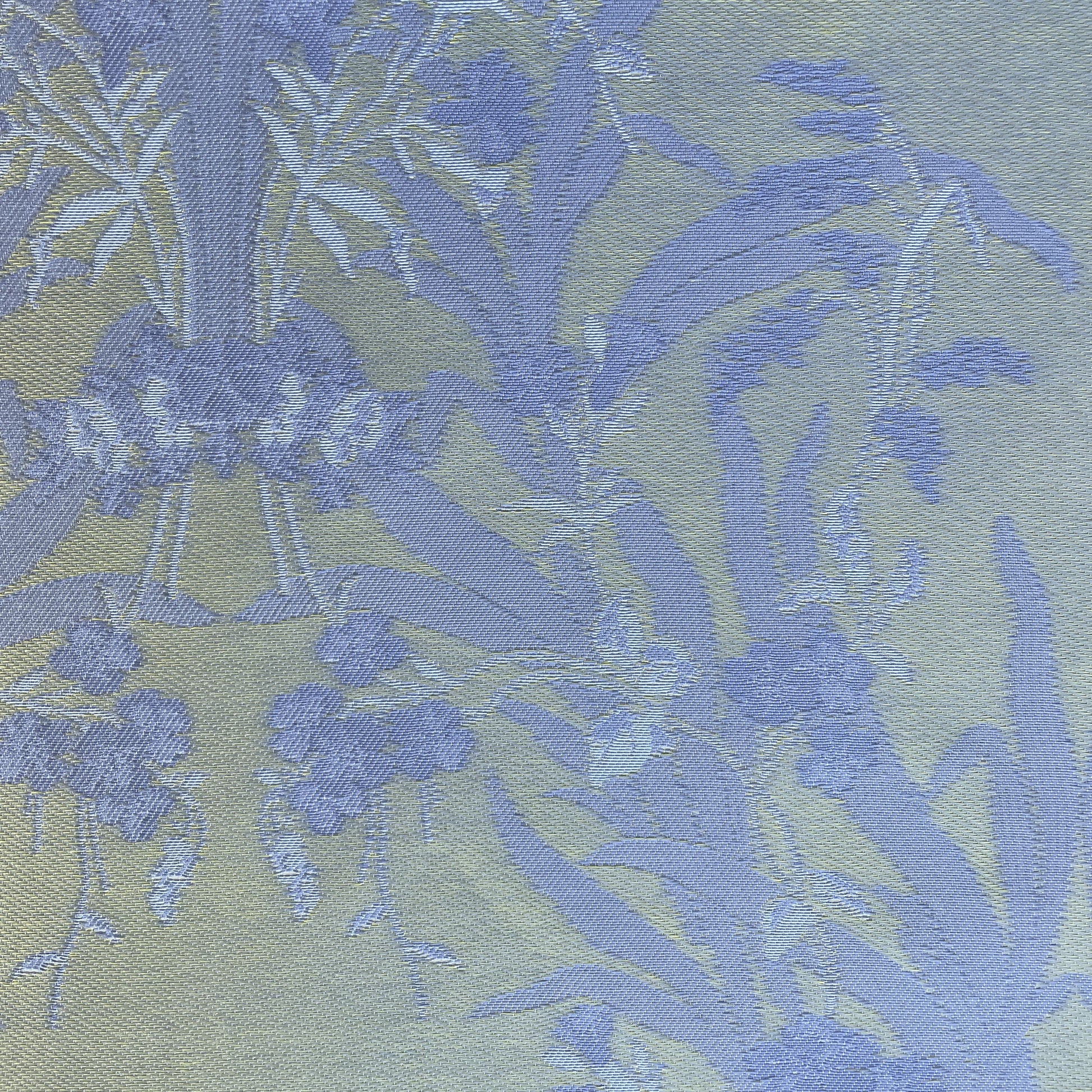 Light Green & Blue Floral Brocade Jacquard Fabric 9487