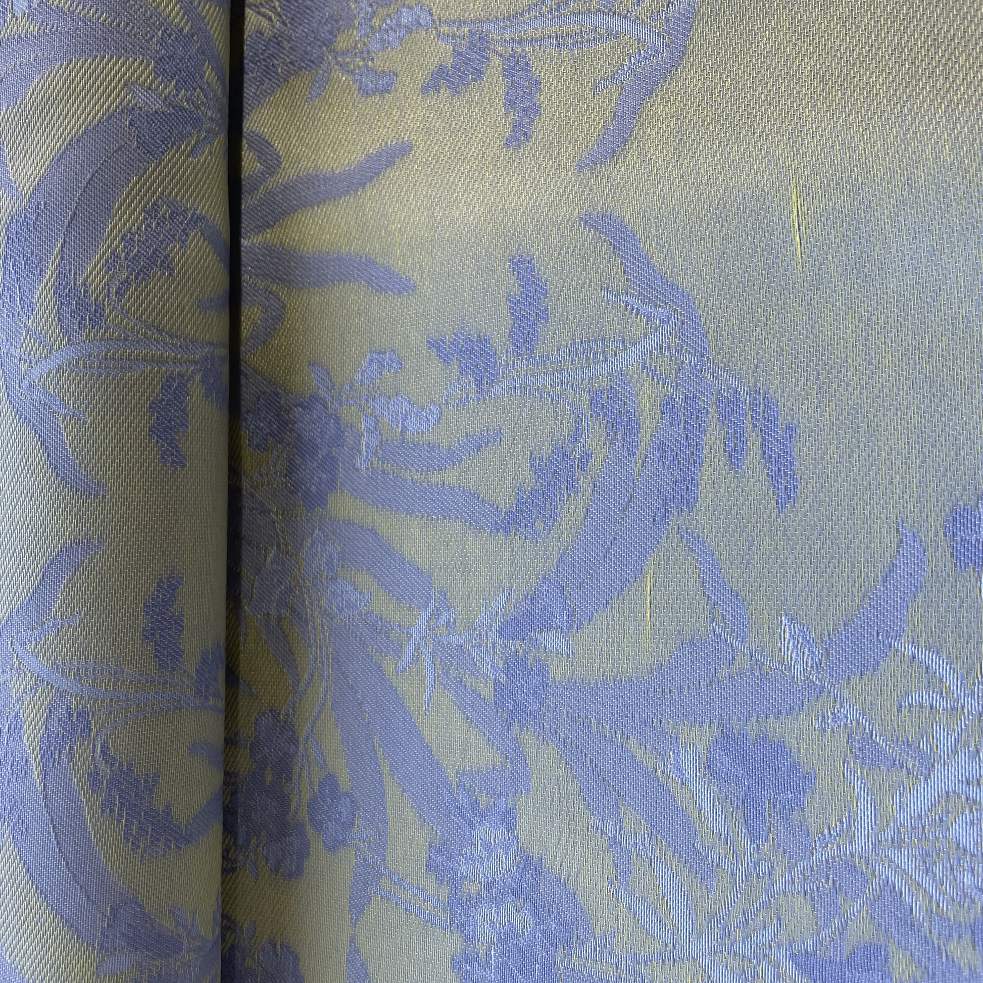 Light Green & Blue Floral Brocade Jacquard Fabric 9487