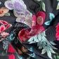 Black & Multicolor Floral Sequence Thread Embroidery Georgette Fabric 9089
