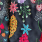 Black & Multicolor Floral Sequence Thread Embroidery Georgette Fabric 9089