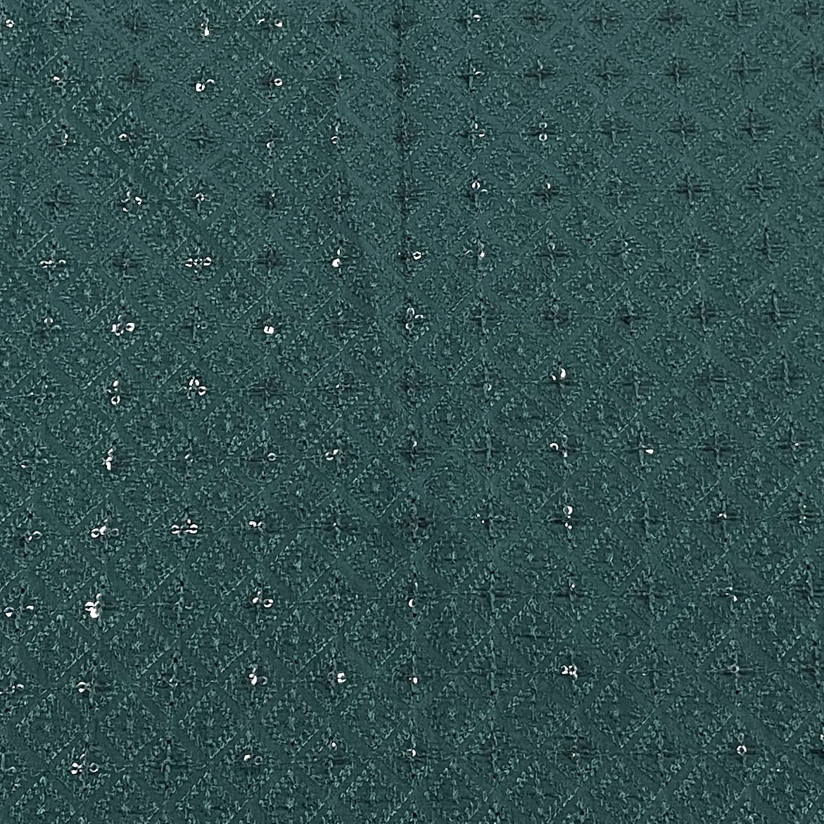 Premium Green Sequence Thread Embroidery Russian Silk Fabric