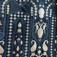 Black and Gold Foil Embroidery Georgette Fabric 17852