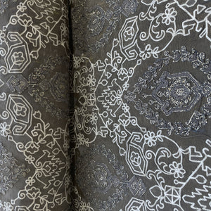 Grey Geometrical Sequins Embroidery Dyeable Tissue Fabric 16254