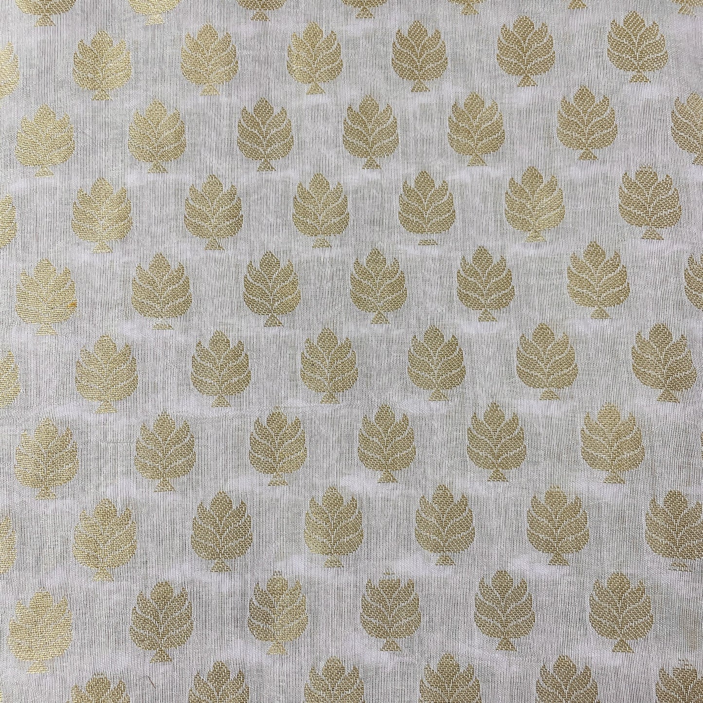 Classic White Gold Buti Jacquard Dyeable Cotton Staple Fabric