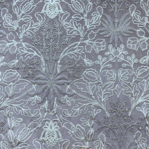 Purple Floral Sequins Dyeable Tissue Fabric 16261