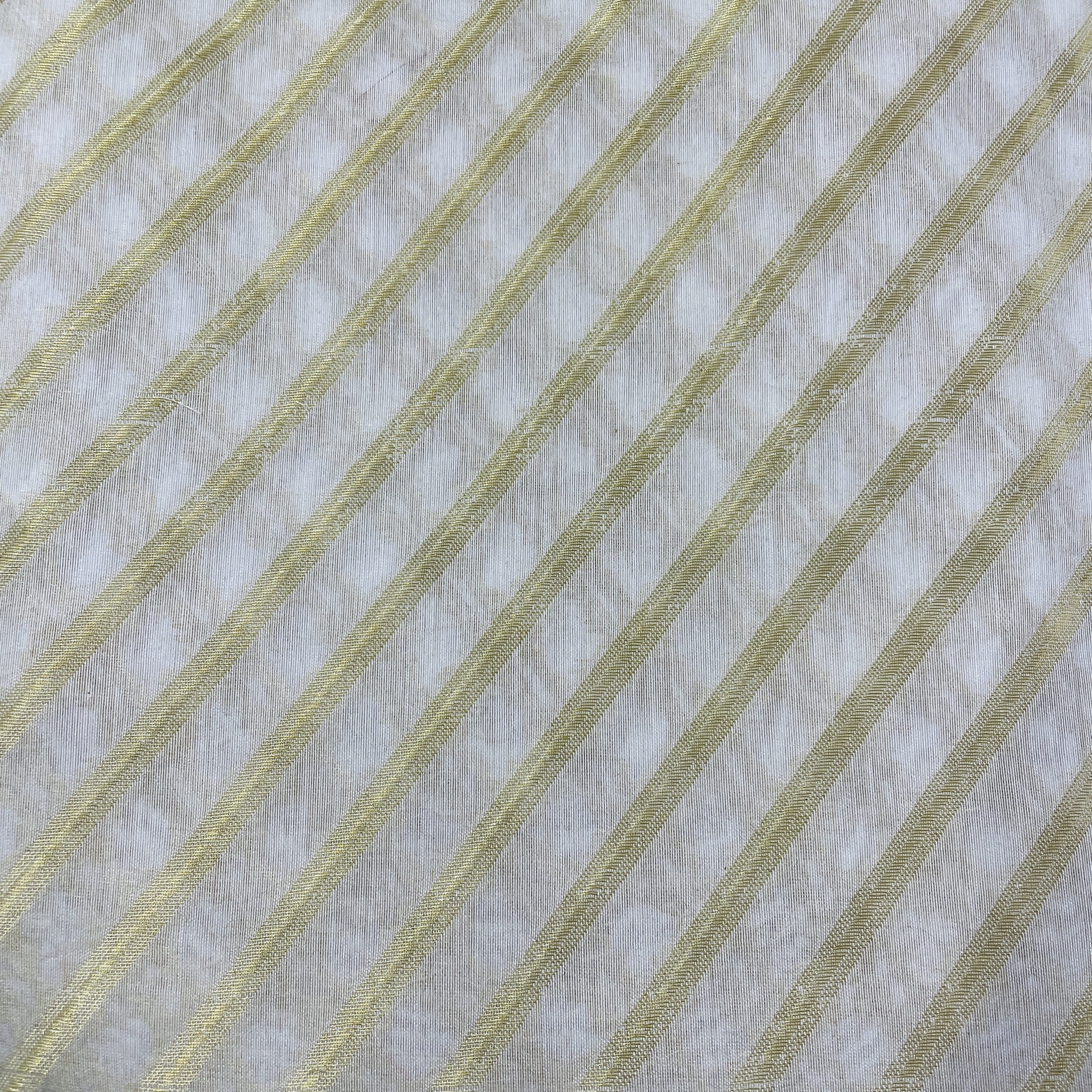 Classic White Gold Stripes Jacquard Dyeable Cotton Staple Fabric