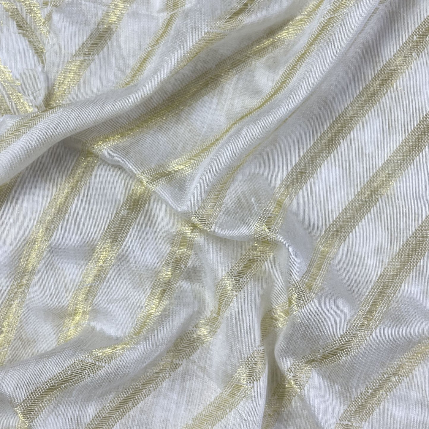 Classic White Gold Stripes Jacquard Dyeable Cotton Staple Fabric