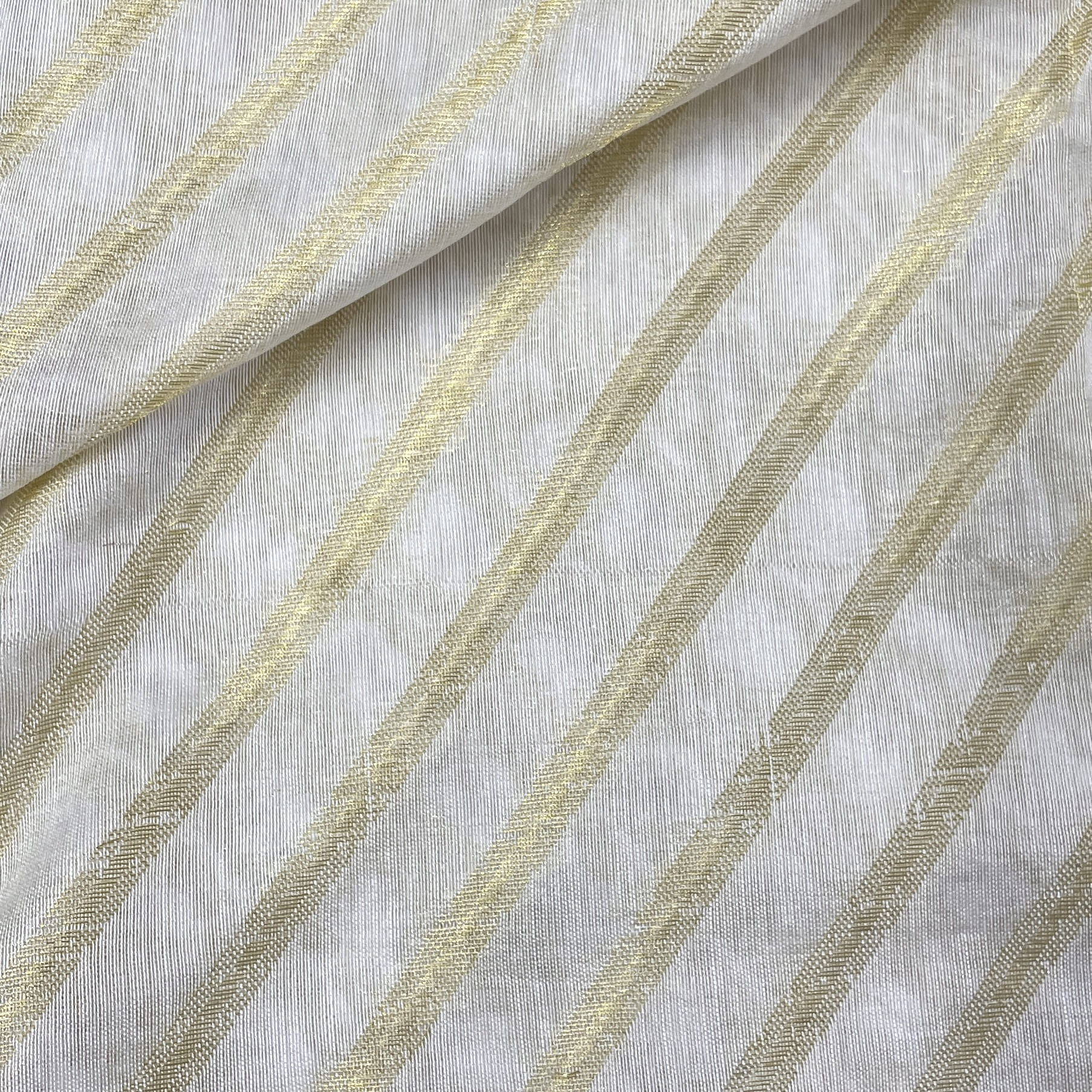 Classic White Gold Stripes Jacquard Dyeable Cotton Staple Fabric