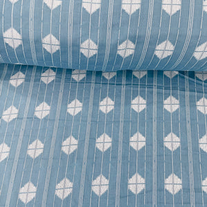 Blue & White Geometrical Handwoven Cotton Fabric - TradeUNO