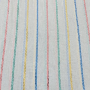 Off White & Multicolor Stripe With Lurex Cotton  Fabric - TradeUNO