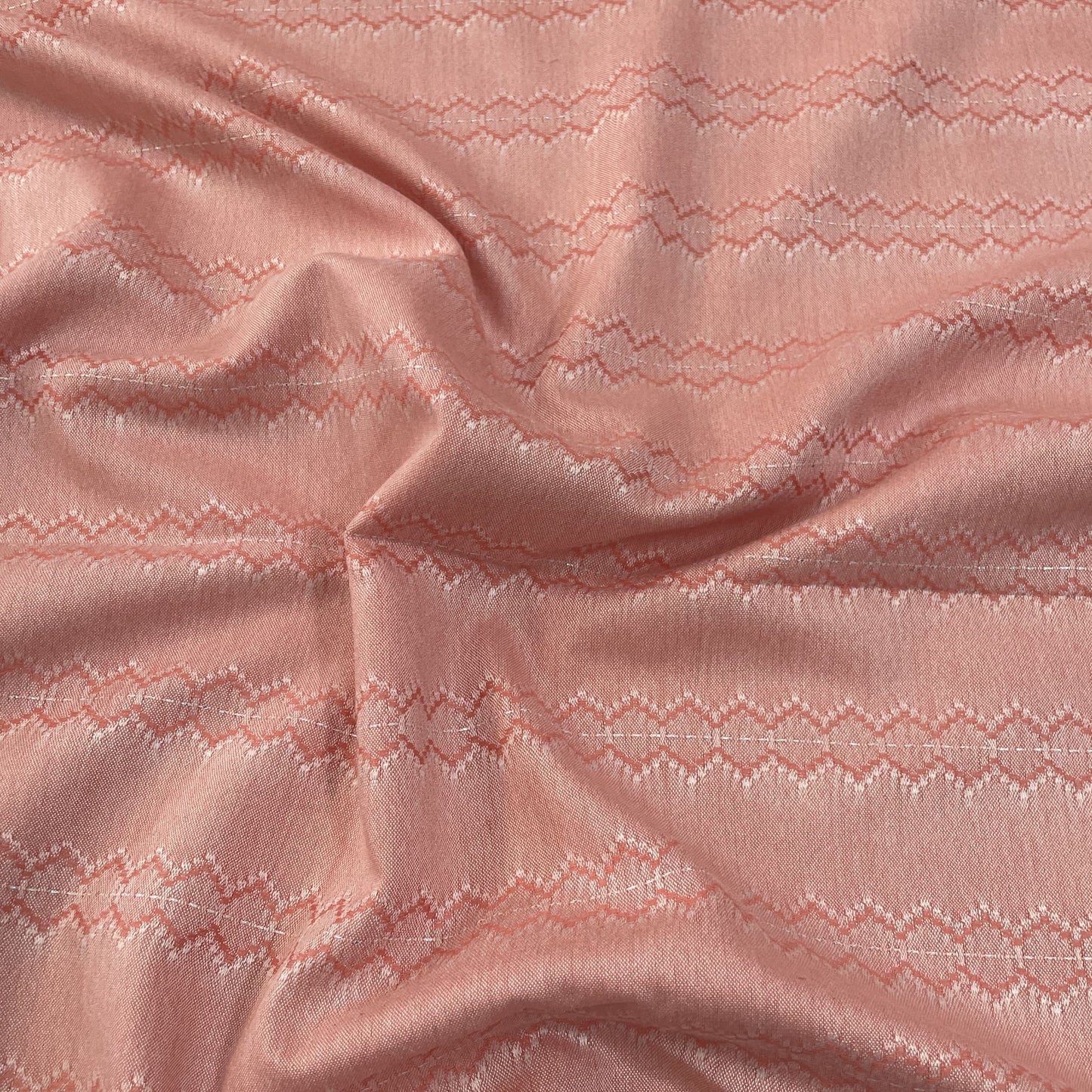 Premium Pink Stripes Geometrical Dobby Embroidery Cotton Muslin Fabric