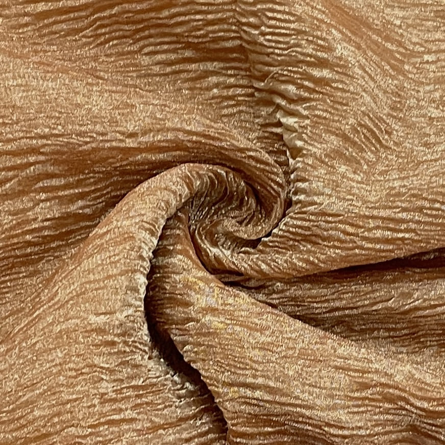Dusky Orange Solid Shimmer Crushed Tissue Fabric - TradeUNO