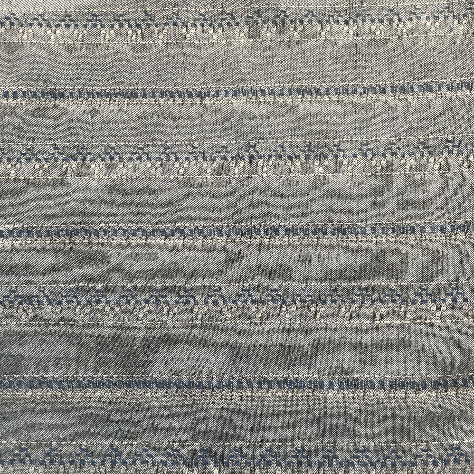 Premium Blue Stripes Dobby Embroidery Cotton Muslin Fabric