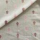 Premium OffWhite Leaves Pink Dobby Embroidery Dyeable Cotton Fabric