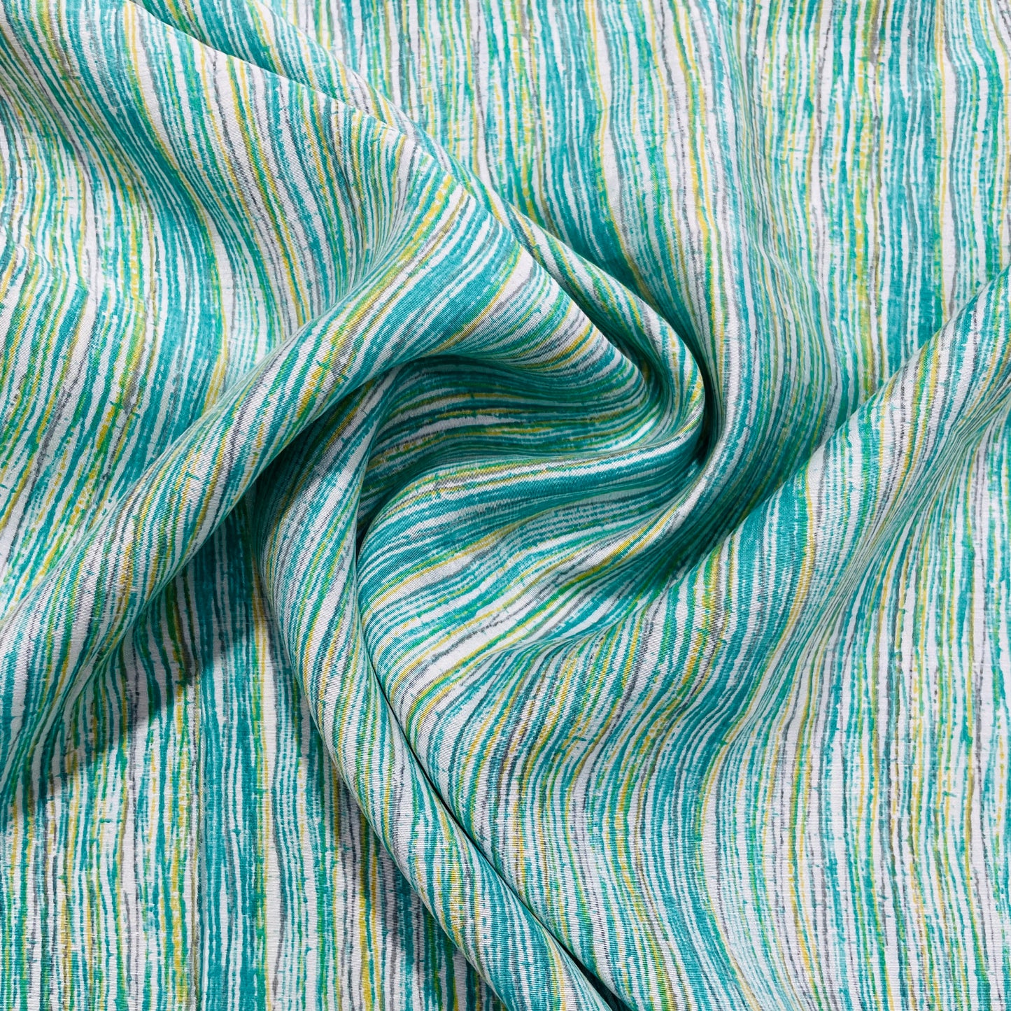 Green Stripe Print Chanderi Silk Fabric - TradeUNO