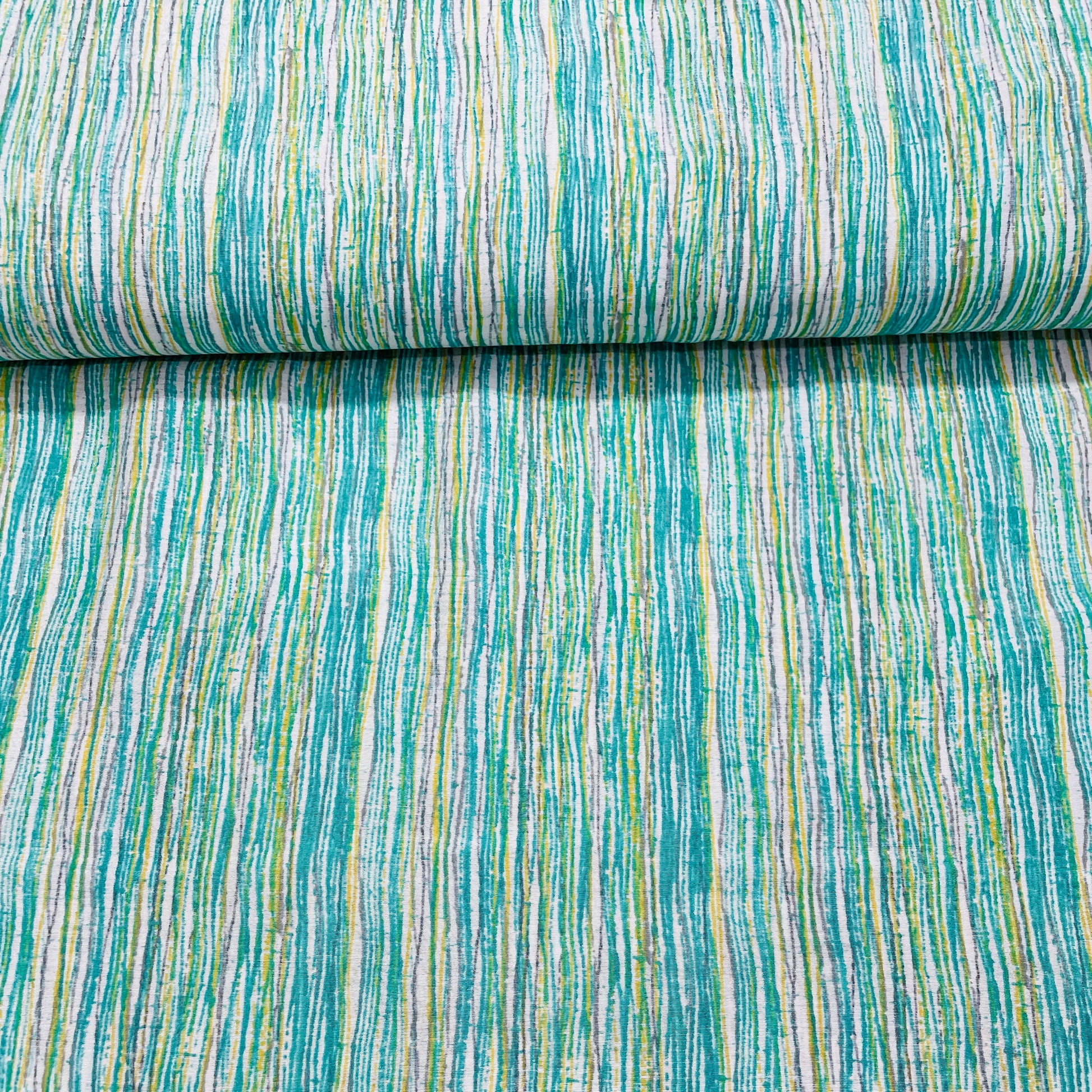 Green Stripe Print Chanderi Silk Fabric - TradeUNO