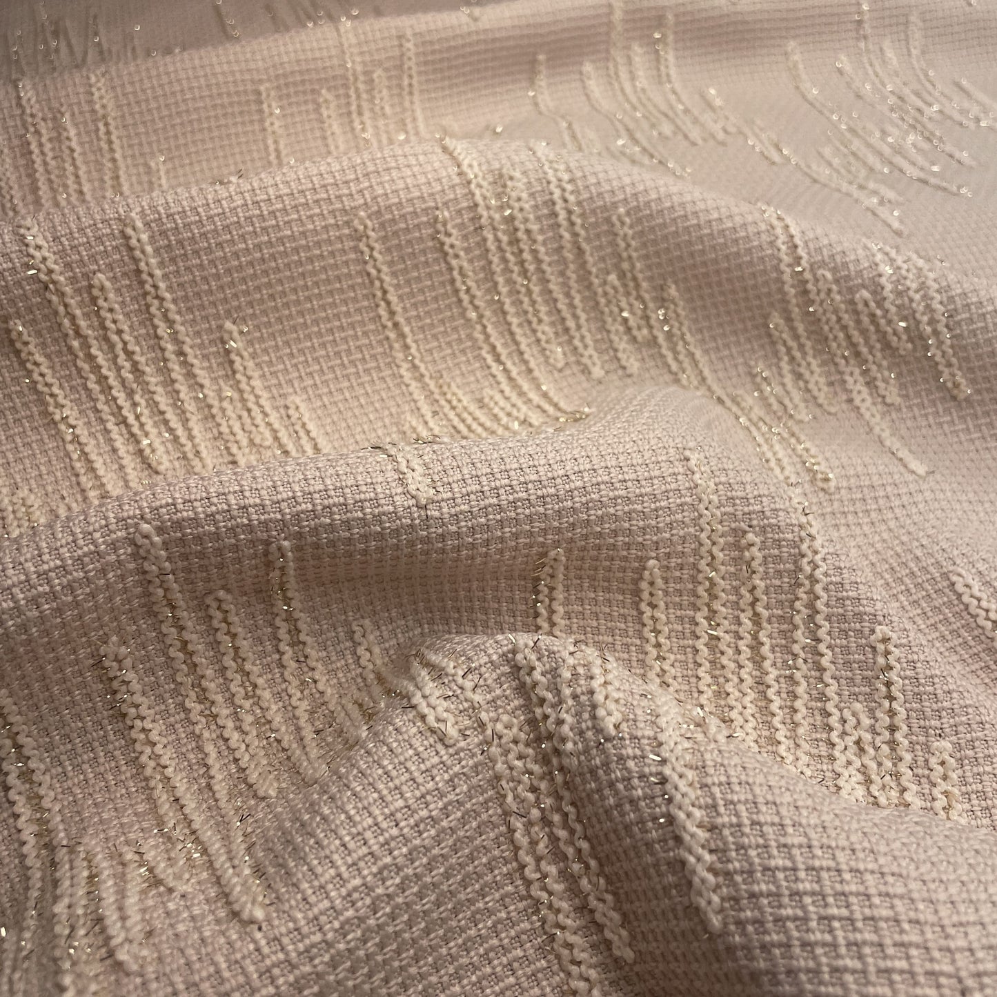 Premium Peach Pink Abstract Handloom Tweed Fabric