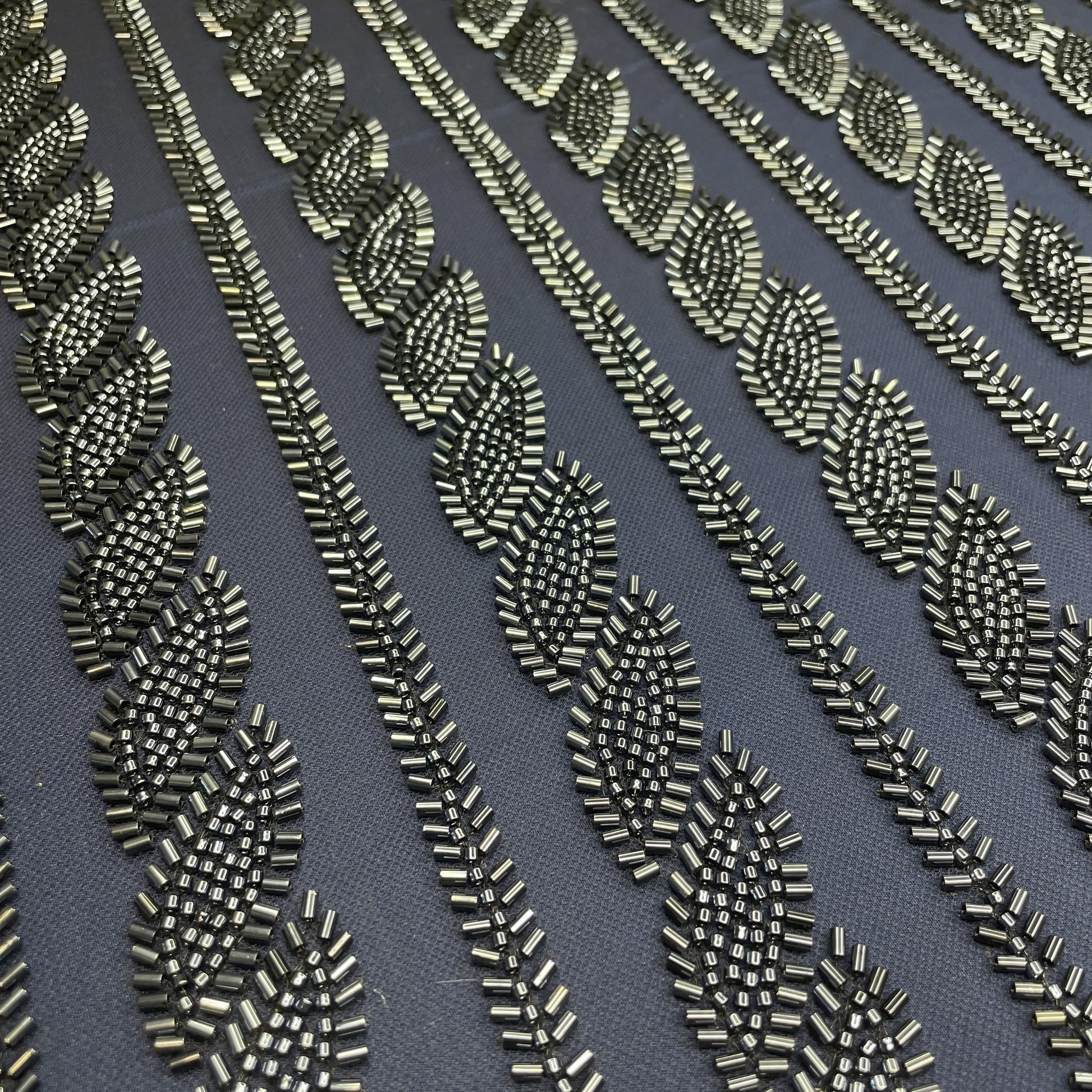 Premium Blue Stripes CutDana Embroidery Net Fabric