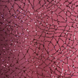 Premium Maroon Heavy Pearl Sequins Embroidery Net Fabric