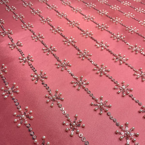 Premium Pink Pearl CutDana Embroidery Net Fabric