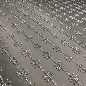 Premium Grey Pearl CutDana Embroidery Net Fabric